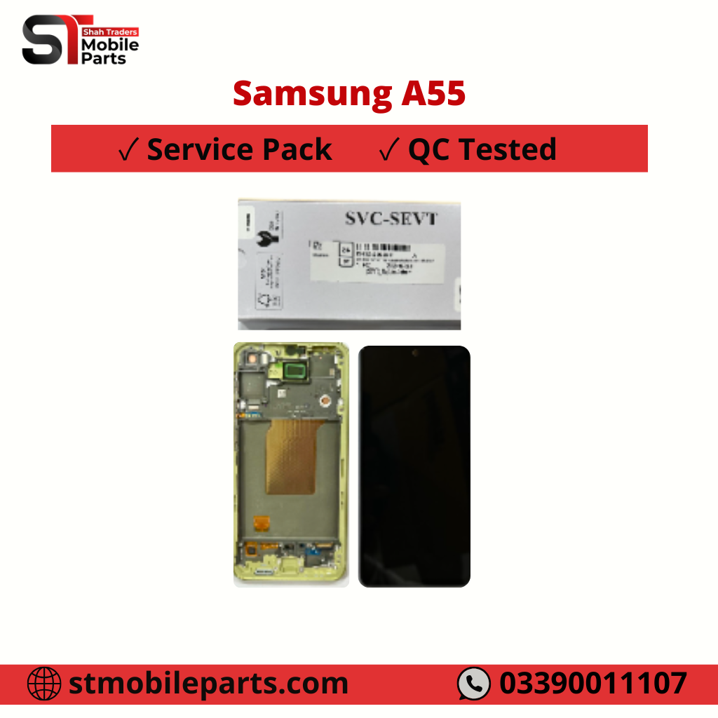 Samsung Galaxy A55 5G A556 LCD Display Touch Glass with Frame Original Service Pack Yellow Lemon