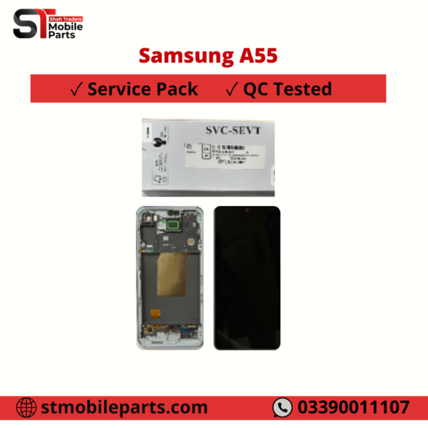 Samsung Galaxy A55 5G A556 LCD Display Touch Screen with Frame Original Service Pack BLUE SILVER